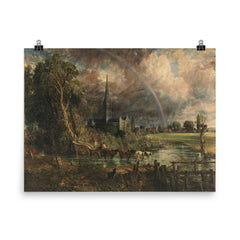 Salisbury Cathedral from the Meadows by John Constable poster on a plain backdrop in size 8"x10".