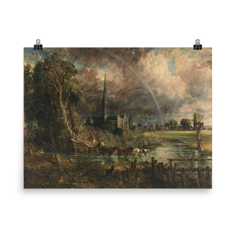 Salisbury Cathedral from the Meadows by John Constable poster on a plain backdrop in size 8