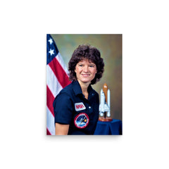 Sally Ride poster on a plain backdrop in size 12"x16".