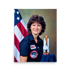 Sally Ride poster on a plain backdrop in size 16"x20".