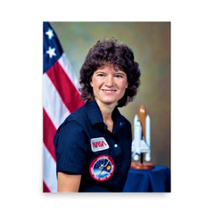 Sally Ride poster on a plain backdrop in size 18"x24".