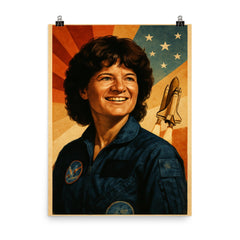 Sally Ride poster on a plain backdrop in size 8"x10".