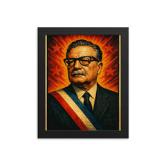 Salvador Allende framed print on a plain backdrop in size 8"x10".