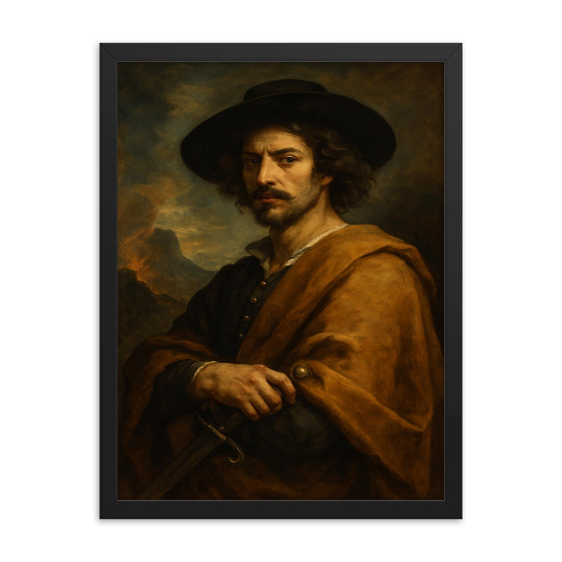 Salvator Rosa framed print on a plain backdrop in size 18