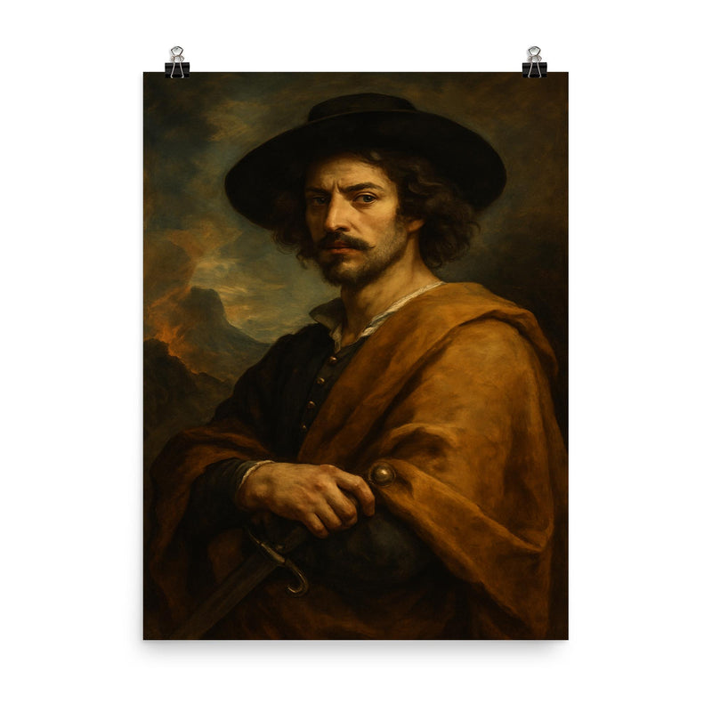 Salvator Rosa poster on a plain backdrop in size 8