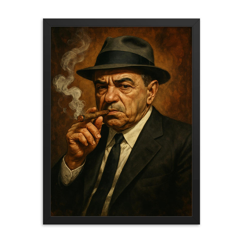 Sam Giancana framed print on a plain backdrop in size 18