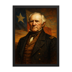 Sam Houston framed print on a plain backdrop in size 18"x24".