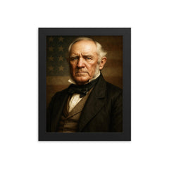 Sam Houston portrait framed print on a plain backdrop in size 8"x10".