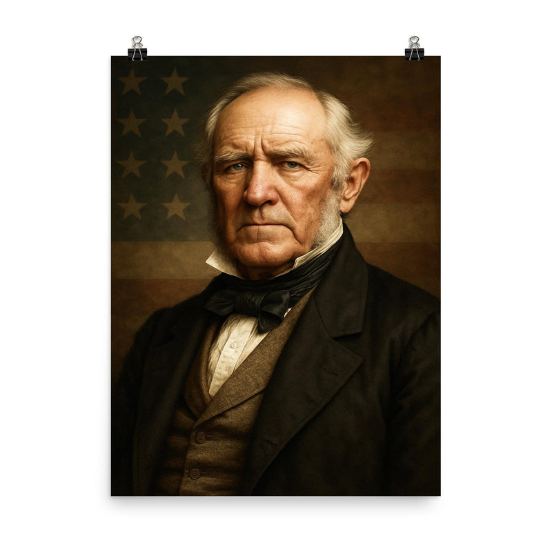 Sam Houston portrait poster on a plain backdrop in size 8