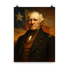 Sam Houston poster on a plain backdrop in size 8"x10".