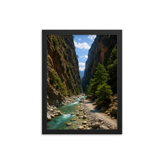 Samaria Gorge Crete Greece framed print on a plain backdrop in size 12"x16".