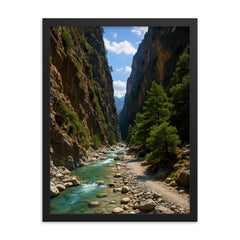 Samaria Gorge Crete Greece framed print on a plain backdrop in size 18"x24".