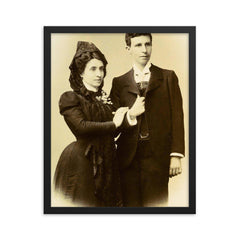Same-Sex Marriage of Marcela Gracia Ibeas and Elisa Sánchez Loriga, 1901 framed print on a plain backdrop in size 16"x20".