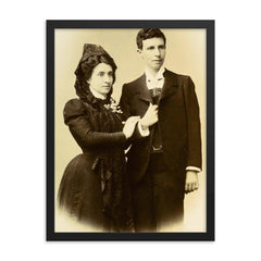 Same-Sex Marriage of Marcela Gracia Ibeas and Elisa Sánchez Loriga, 1901 framed print on a plain backdrop in size 18"x24".