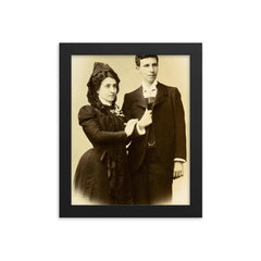 Same-Sex Marriage of Marcela Gracia Ibeas and Elisa Sánchez Loriga, 1901 framed print on a plain backdrop in size 8"x10".