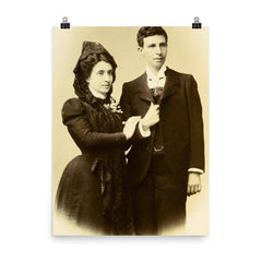 Same-Sex Marriage of Marcela Gracia Ibeas and Elisa Sánchez Loriga, 1901 poster on a plain backdrop in size 8"x10".