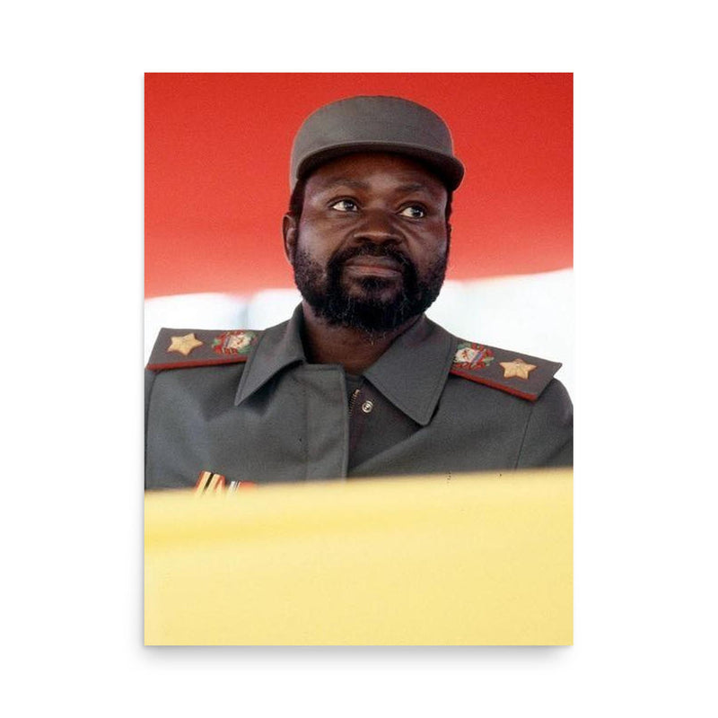 Samora Machel poster on a plain backdrop in size 18