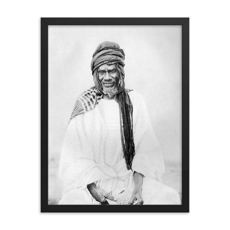 Samori Ture framed print on a plain backdrop in size 18