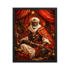 Samory Toure in scarlet field tent framed print on a plain backdrop in size 16"x20".
