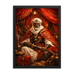 Samory Toure in scarlet field tent framed print on a plain backdrop in size 18"x24".