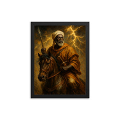 Samory Touré cavalry thunder portrait framed print on a plain backdrop in size 12"x16".