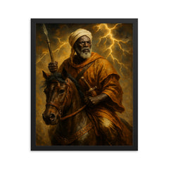 Samory Touré cavalry thunder portrait framed print on a plain backdrop in size 16"x20".