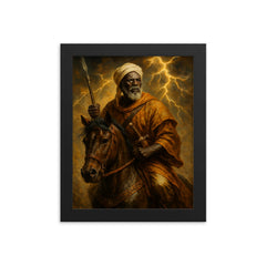 Samory Touré cavalry thunder portrait framed print on a plain backdrop in size 8"x10".