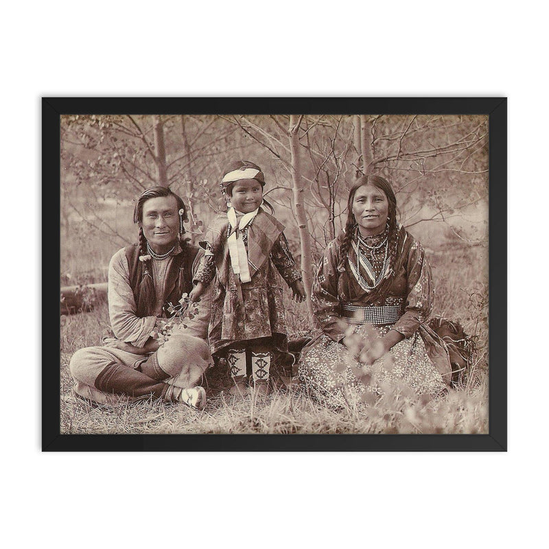 Samson Beaver with Wife Leah and Daughter Frances Louise by Mary Schäffer framed print on a plain backdrop in size 18