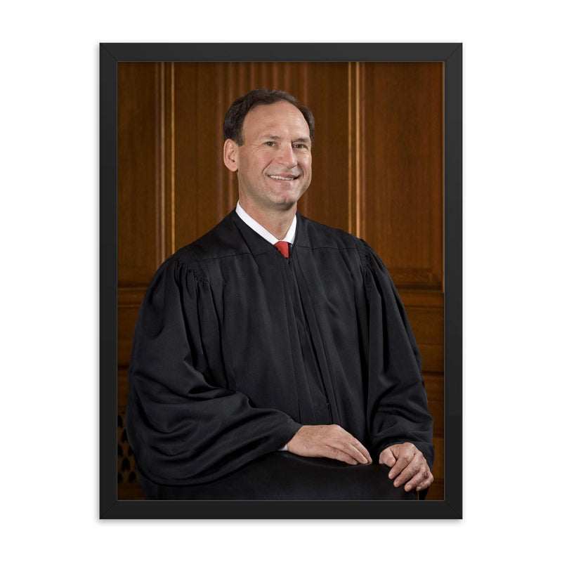 Samuel Alito framed print on a plain backdrop in size 18