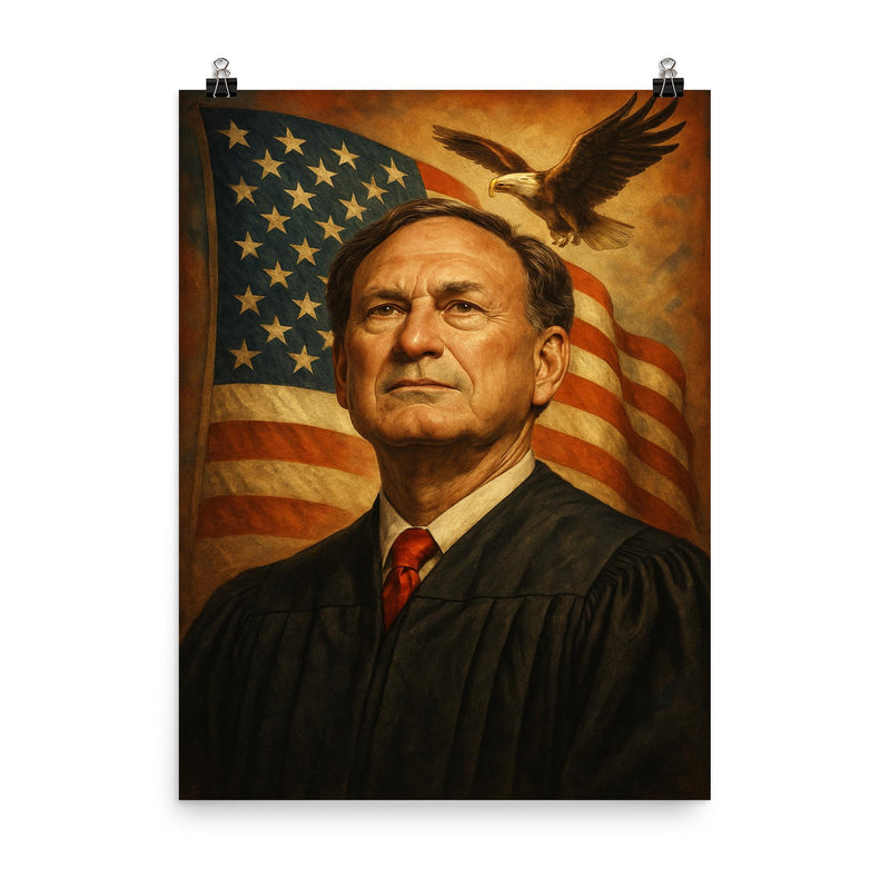 Samuel Alito poster on a plain backdrop in size 8