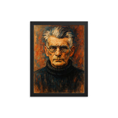 Samuel Beckett framed print on a plain backdrop in size 12"x16".