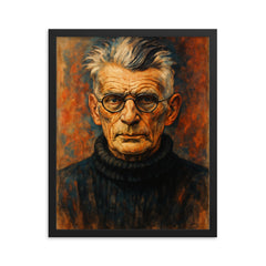 Samuel Beckett framed print on a plain backdrop in size 16"x20".