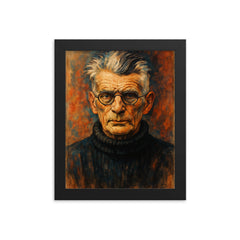 Samuel Beckett framed print on a plain backdrop in size 8"x10".