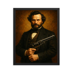 Samuel Colt framed print on a plain backdrop in size 16"x20".
