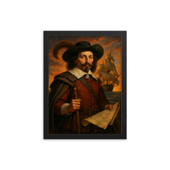 Samuel de Champlain framed print on a plain backdrop in size 12"x16".