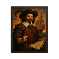 Samuel de Champlain framed print on a plain backdrop in size 16"x20".
