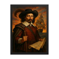 Samuel de Champlain framed print on a plain backdrop in size 18"x24".