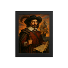 Samuel de Champlain framed print on a plain backdrop in size 8"x10".
