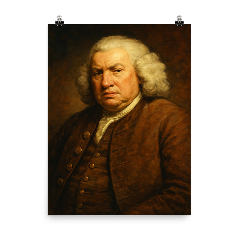 Samuel Johnson poster on a plain backdrop in size 8