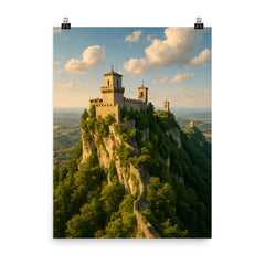 San Marino Three Towers Ridge San Marino poster on a plain backdrop in size 8"x10".