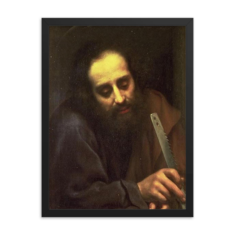 San Simone by Carlo Dolci framed print on a plain backdrop in size 18