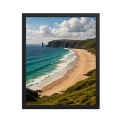 Sandwood Bay Scotland framed print on a plain backdrop in size 16"x20".