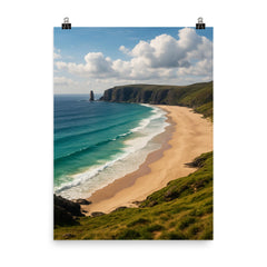 Sandwood Bay Scotland poster on a plain backdrop in size 8"x10".