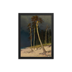 Sandy Coastline by Ivan Ivanovich Shishkin framed print on a plain backdrop in size 12"x16".