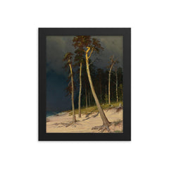 Sandy Coastline by Ivan Ivanovich Shishkin framed print on a plain backdrop in size 8"x10".