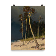 Sandy Coastline by Ivan Ivanovich Shishkin poster on a plain backdrop in size 8"x10".