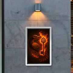 Sankofa bird carrying burning library key poster 2