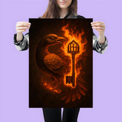 Sankofa bird carrying burning library key poster 3