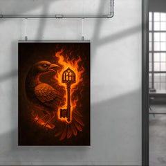 Sankofa bird carrying burning library key poster 4