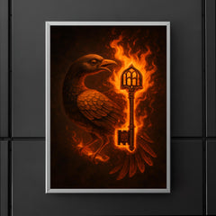 Sankofa bird carrying burning library key poster 5